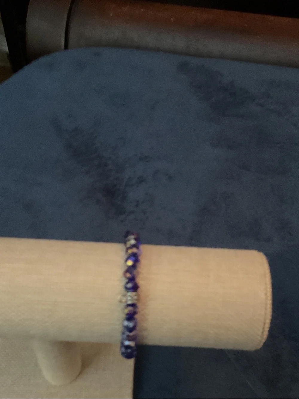 Beaded Stretch Bracelet in Deep Purple